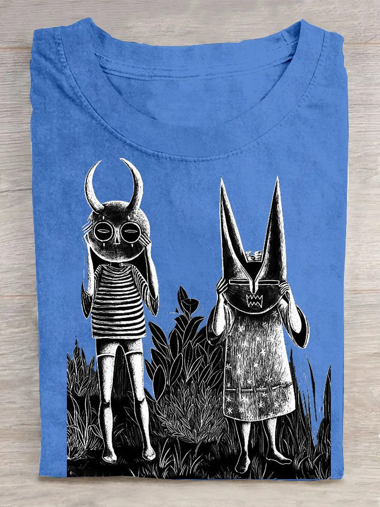 Loose Abstract Crew Neck Casual T-Shirt