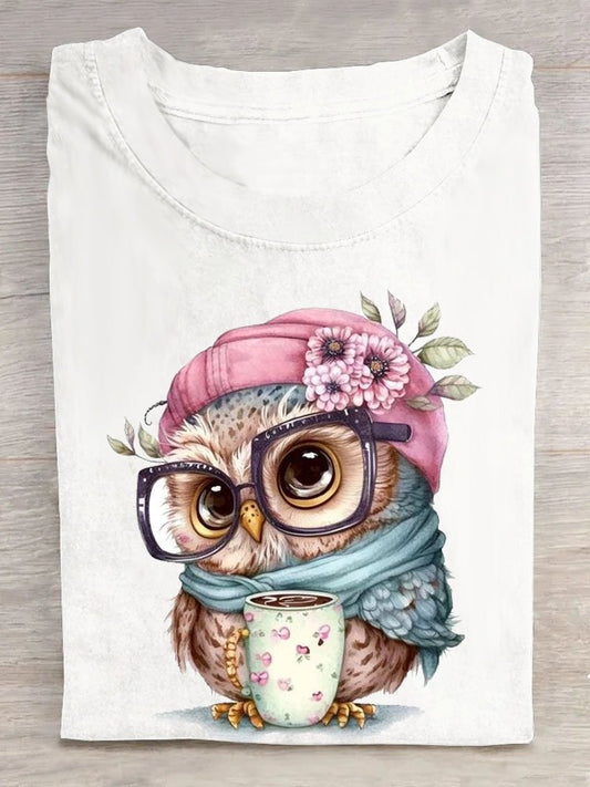 Funny Owl Printed T-Shirt