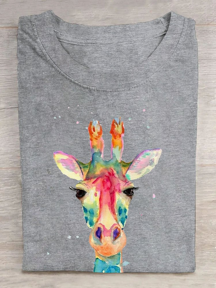 giraffe Printed Casual T-Shirt
