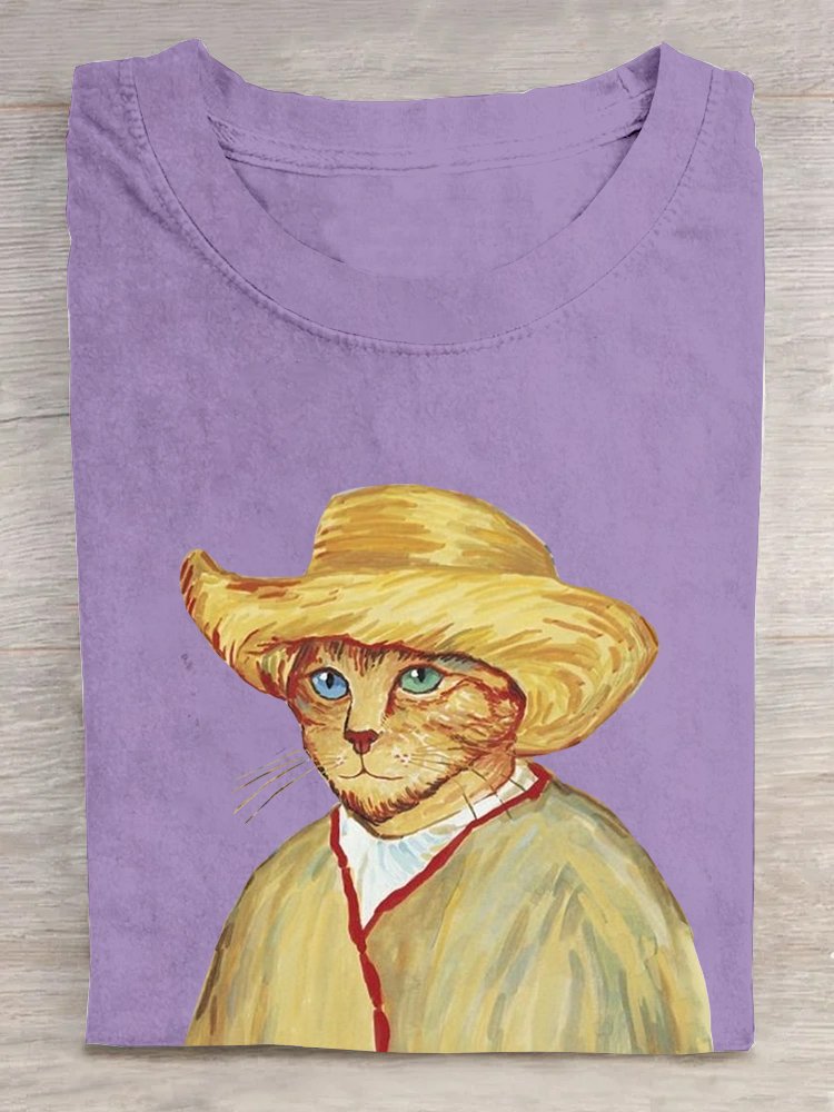 Pop Art Print Crew Neck Loose Casual T-Shirt