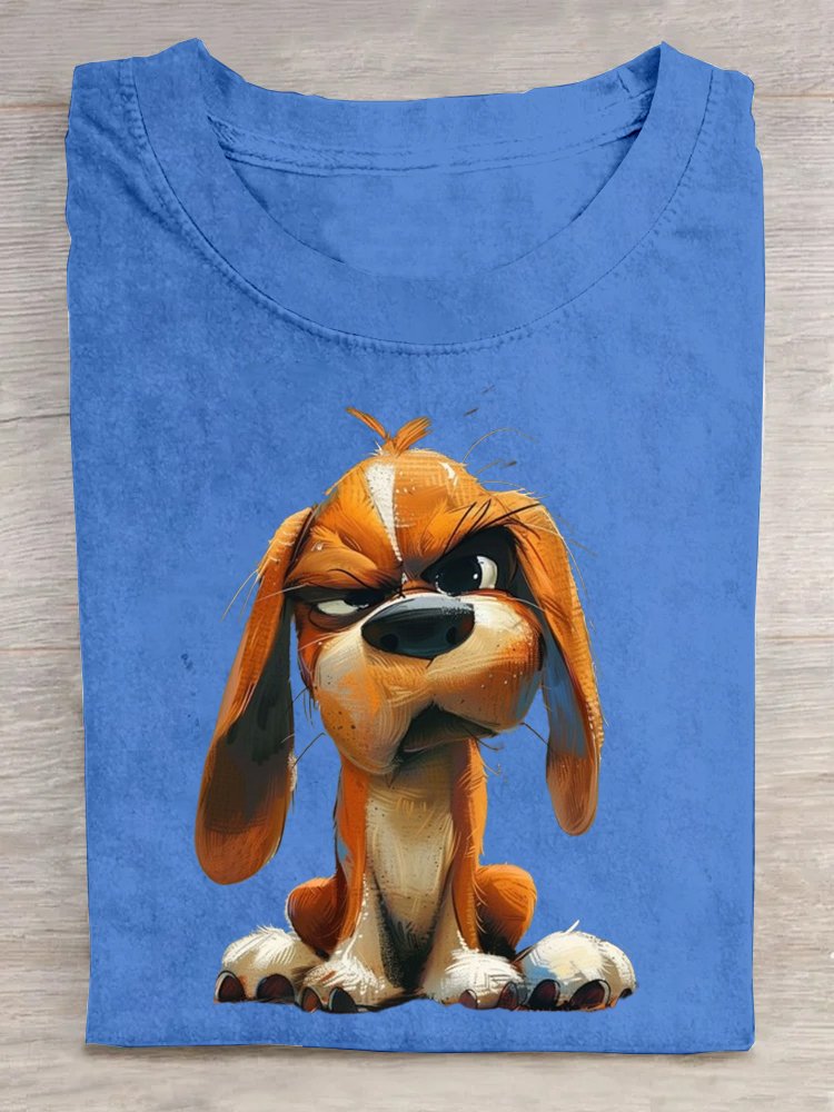 Jersey Dog Crew Neck Casual T-Shirt