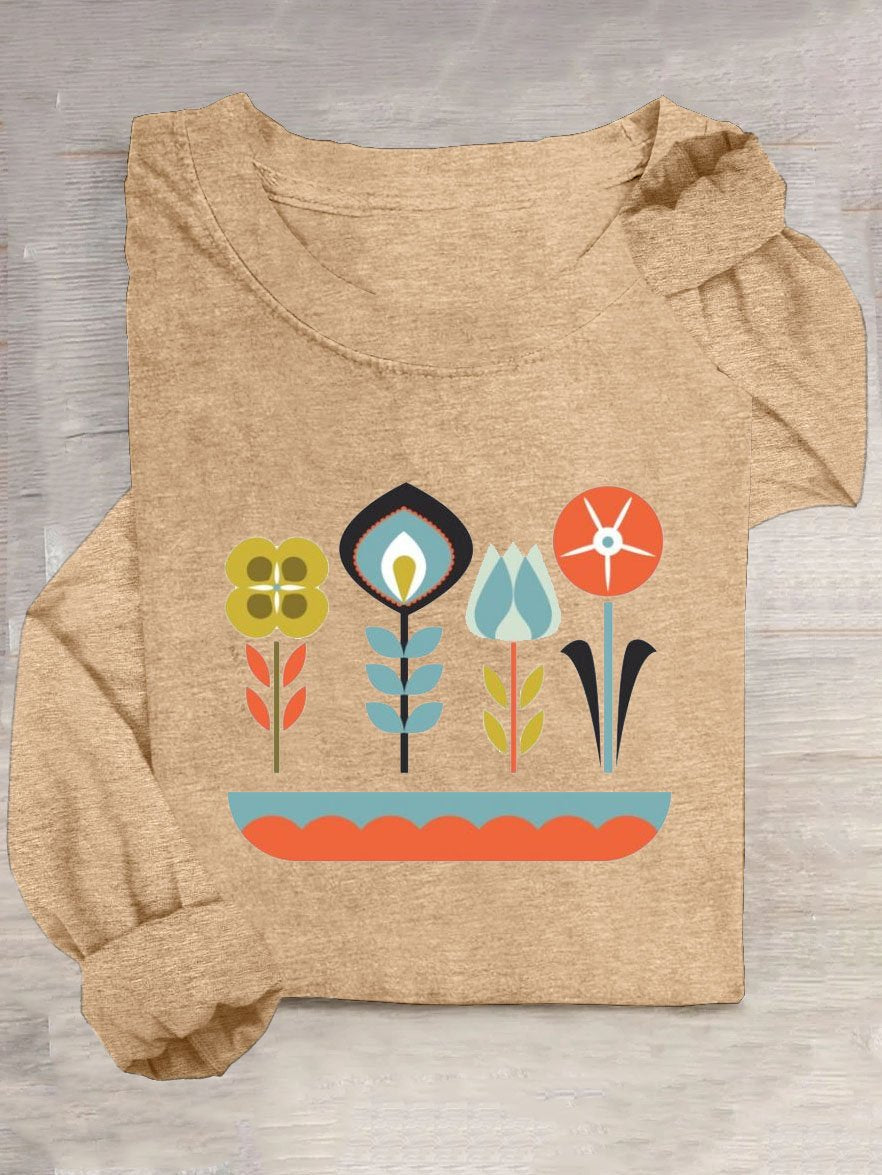 Funny Floral Printed Casual T-Shirt