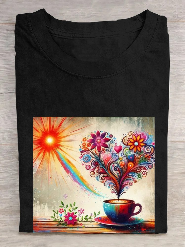 Cotton Casual Heart/Cordate T-Shirt