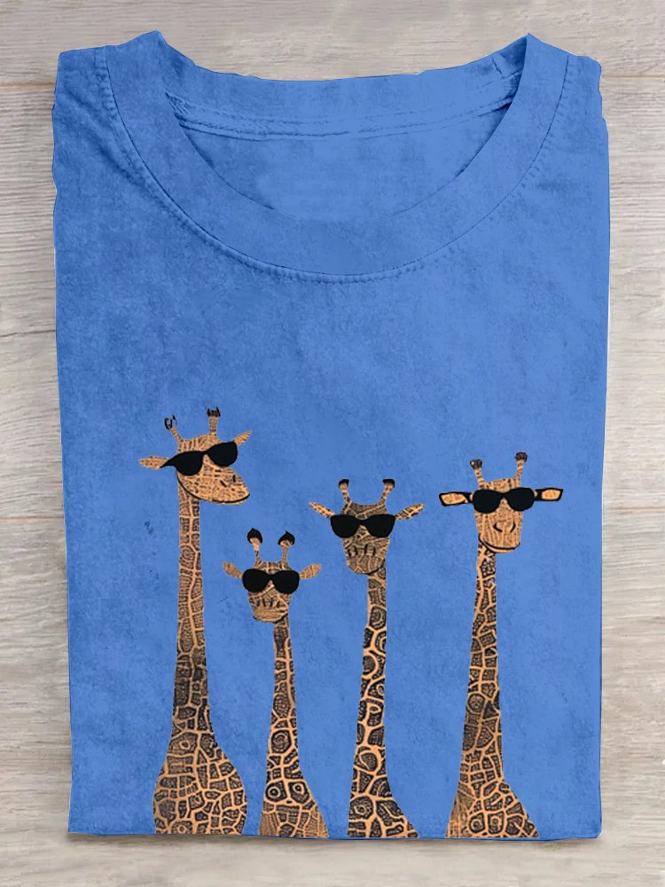 Casual Deer Loose Crew Neck T-Shirt