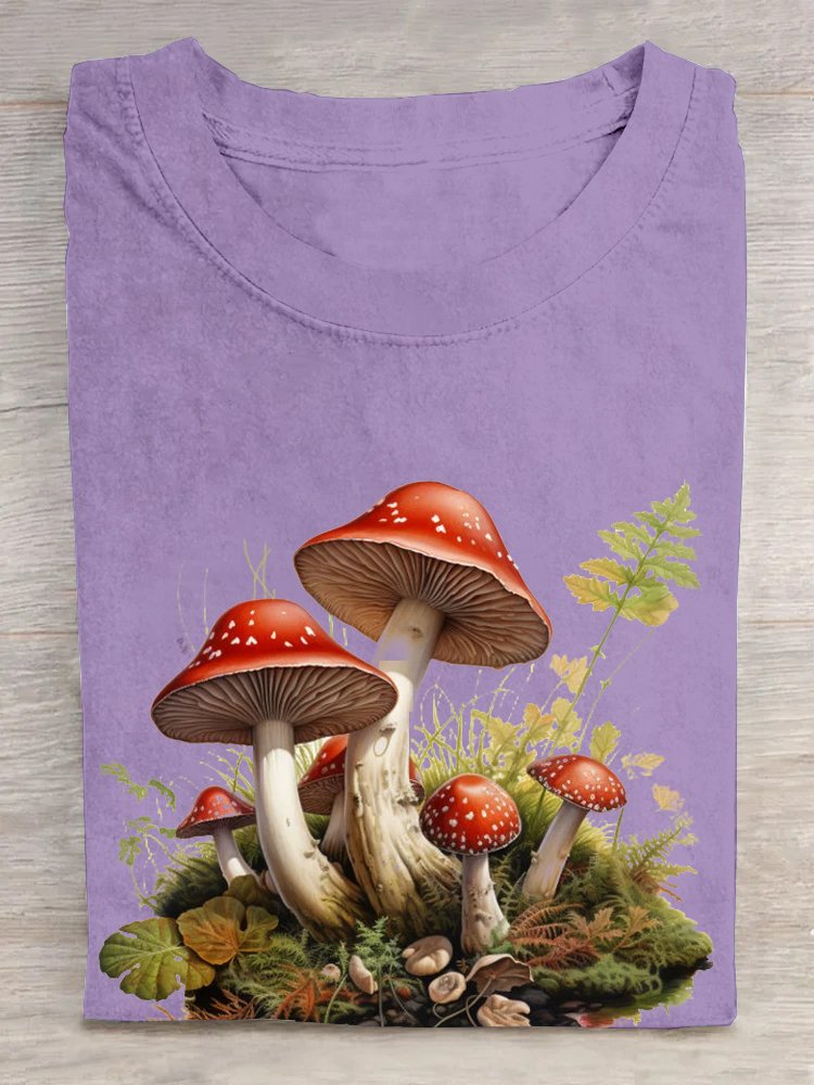 Mushrooms Crew Neck Casual T-Shirt