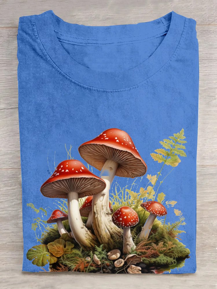 Mushrooms Crew Neck Casual T-Shirt