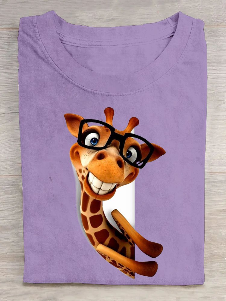 giraffe Printed Casual T-Shirt