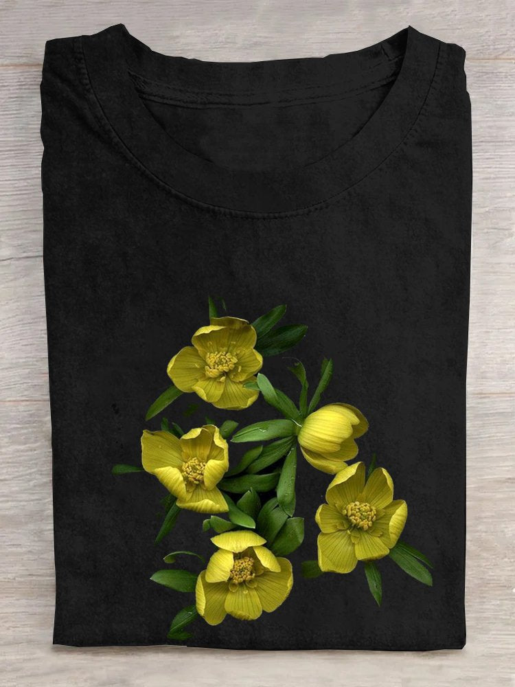 Crew Neck Casual Floral Loose T-Shirt