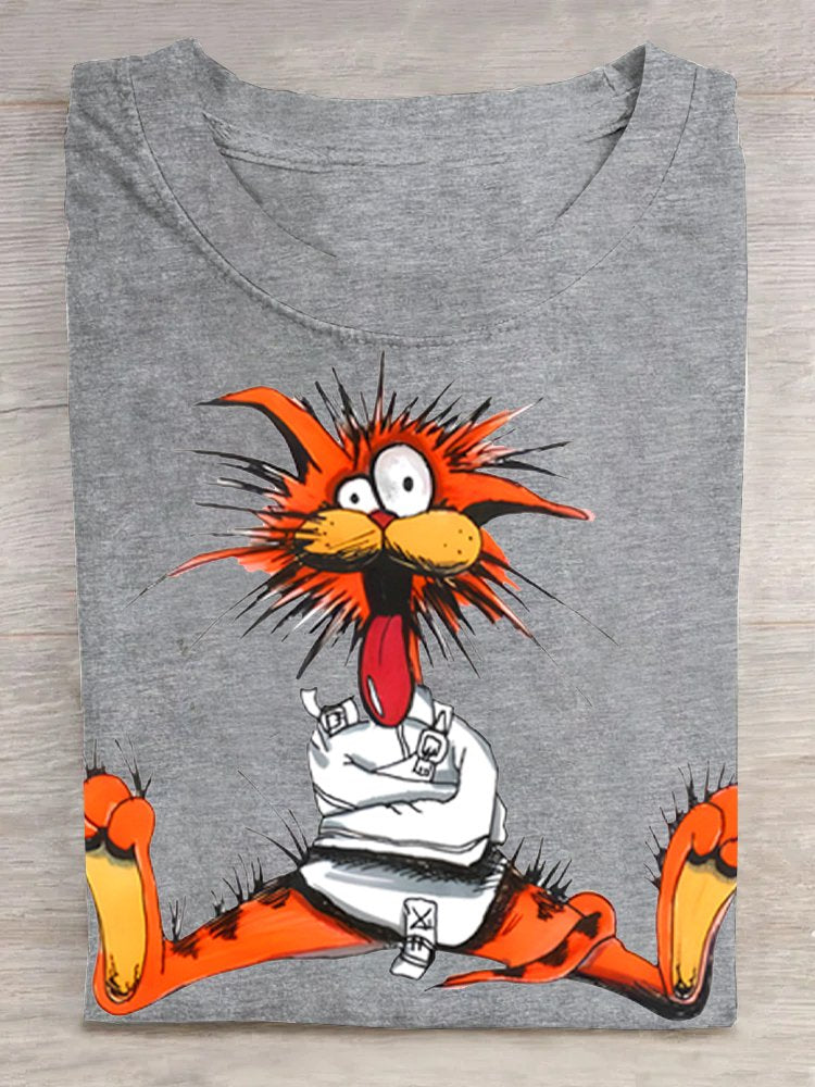 Cartoon Cotton-Blend Loose Casual T-Shirt