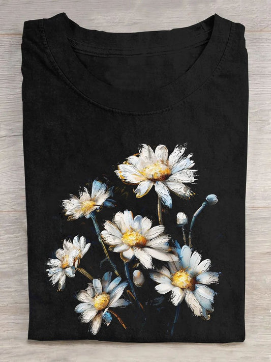 Daisy Crew Neck Casual T-Shirt