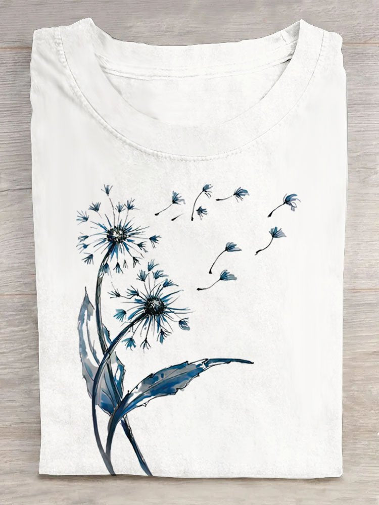 Dandelion Crew Neck Casual T-Shirt