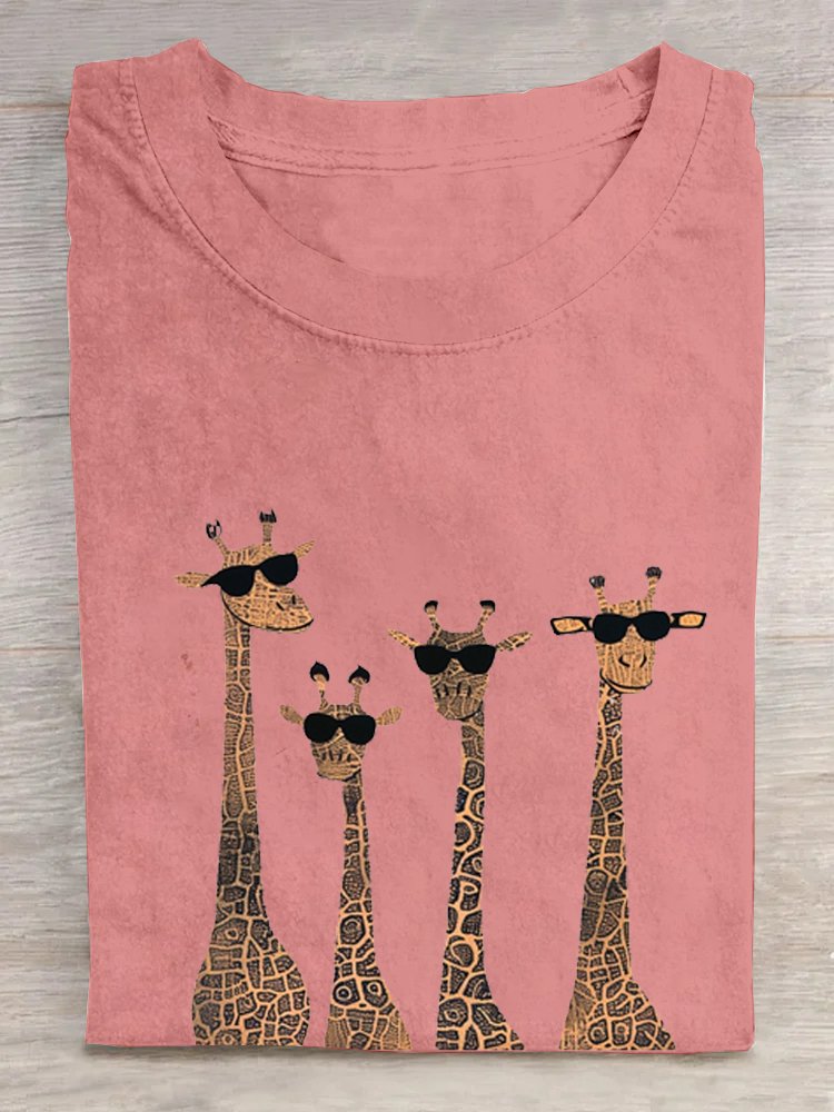 Casual Deer Loose Crew Neck T-Shirt