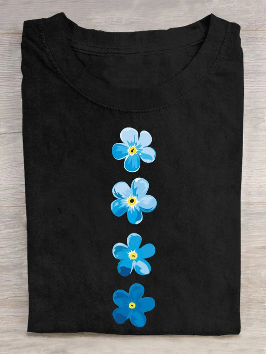 Casual Crew Neck Floral Loose T-Shirt