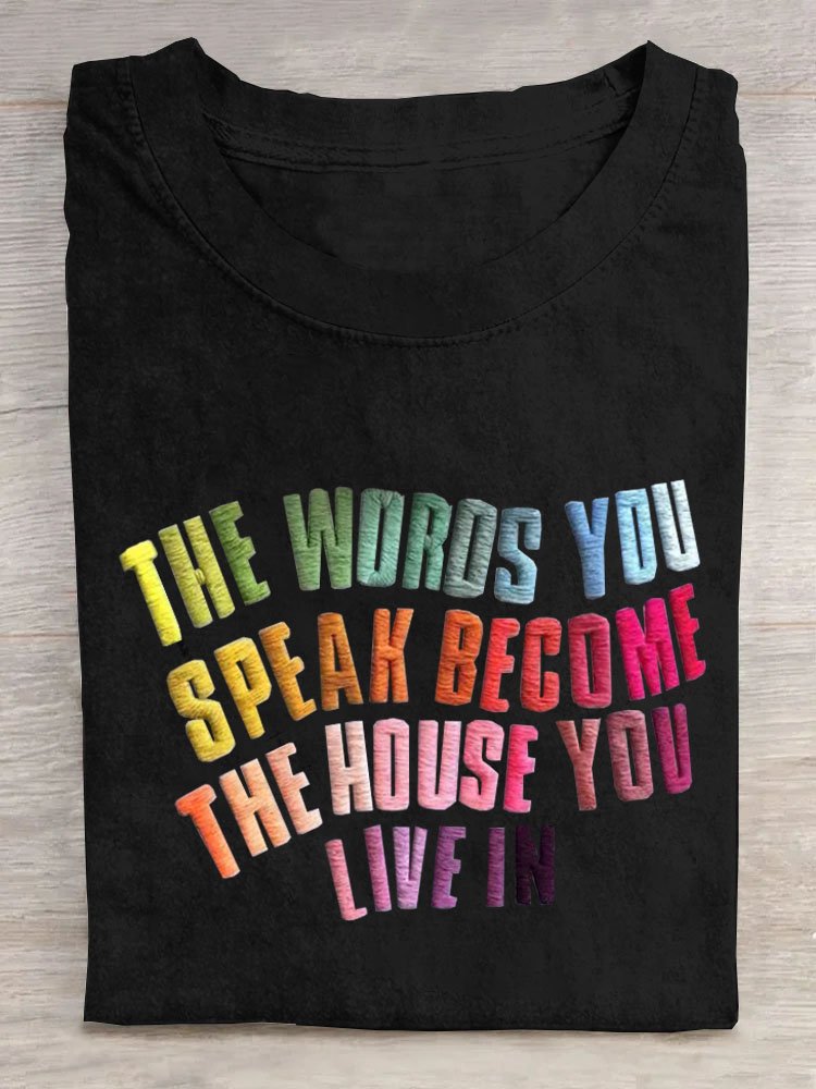 Text Letters Cotton T-Shirt