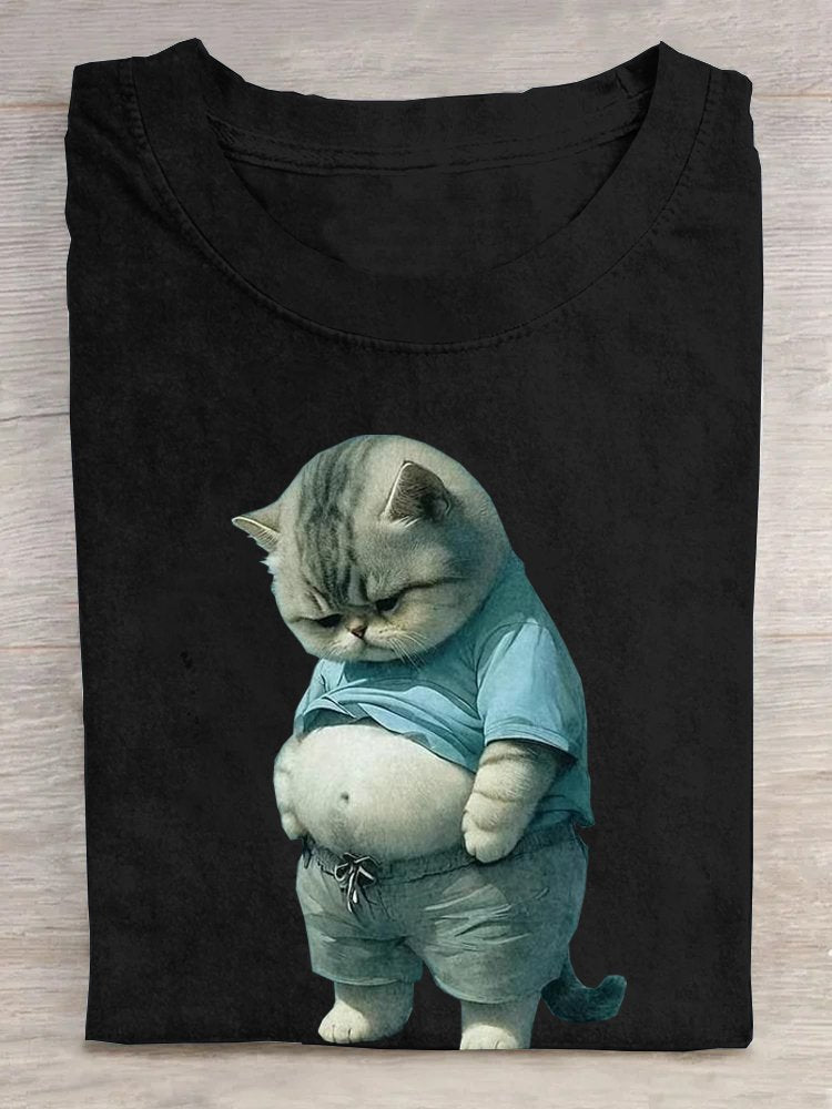 Cotton Cat Casual Crew Neck T-Shirt