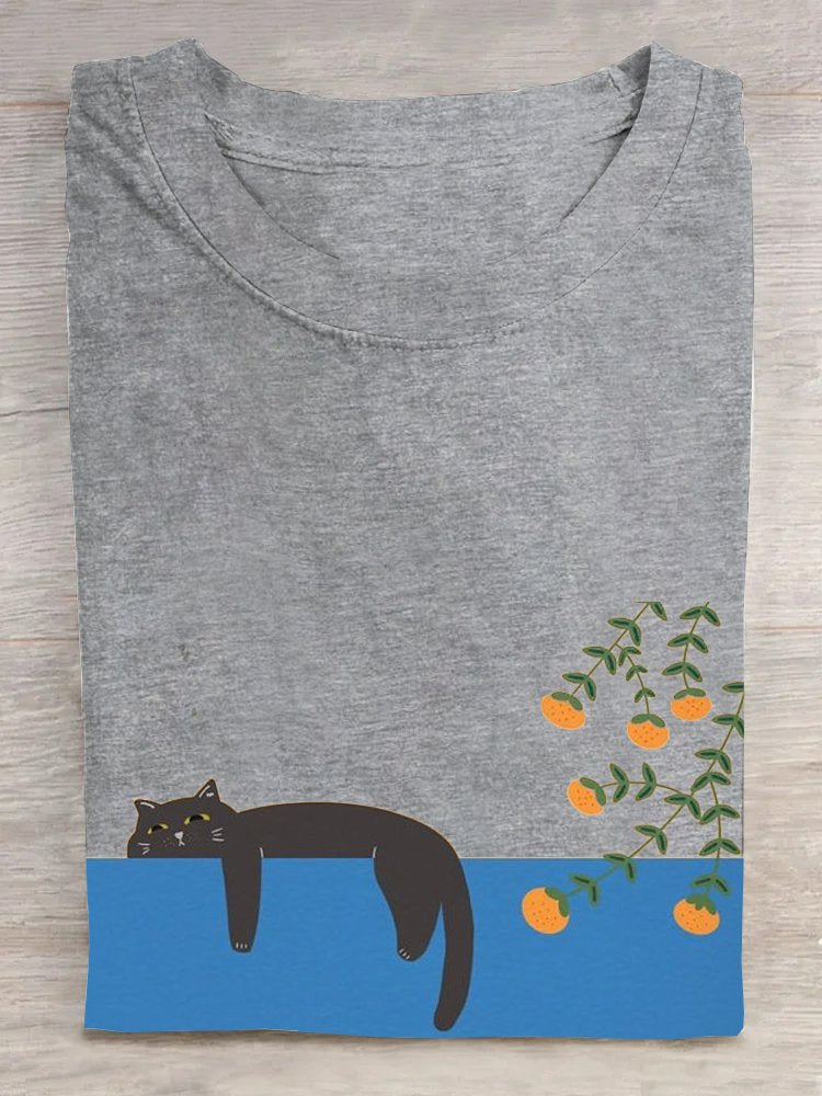 Loose Casual Cat Cotton T-Shirt