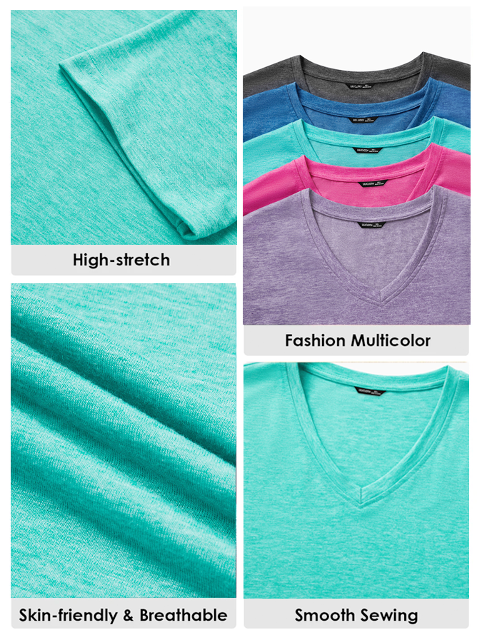 Cotton-Blend Casual V Neck T-Shirt