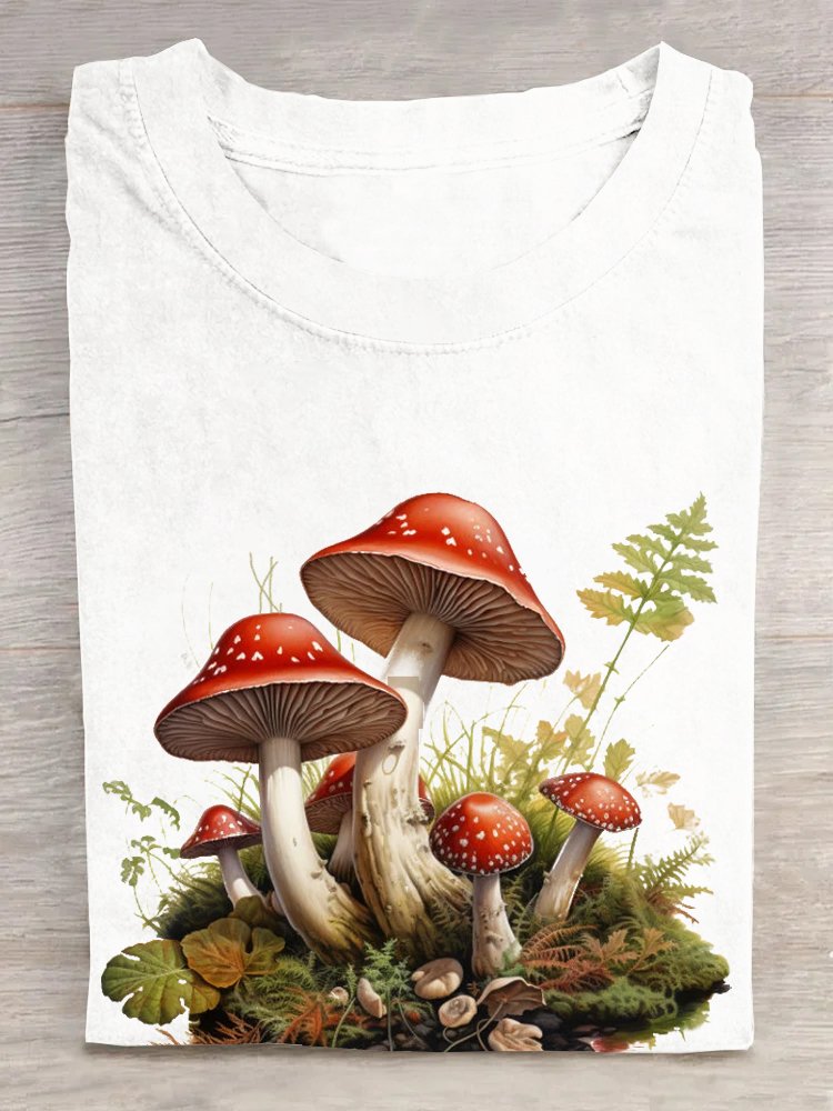 Mushrooms Crew Neck Casual T-Shirt