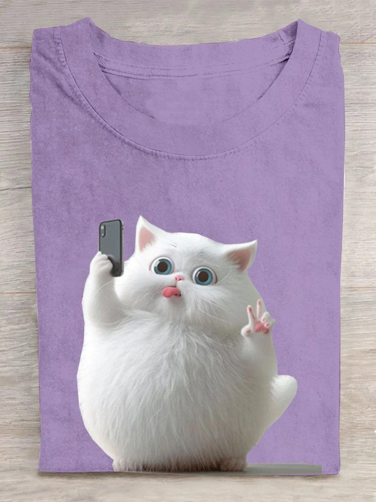 Casual Cat Loose T-Shirt