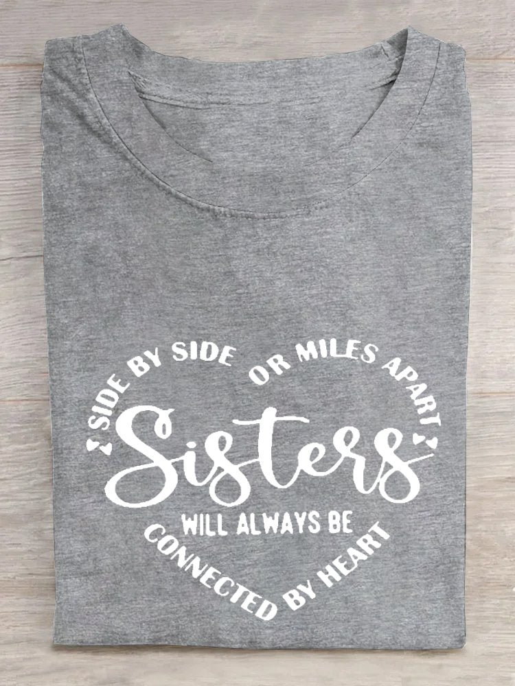 Womens Sister Letter Casual Short Sleeve T-Shirt