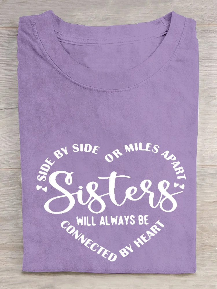 Womens Sister Letter Casual Short Sleeve T-Shirt