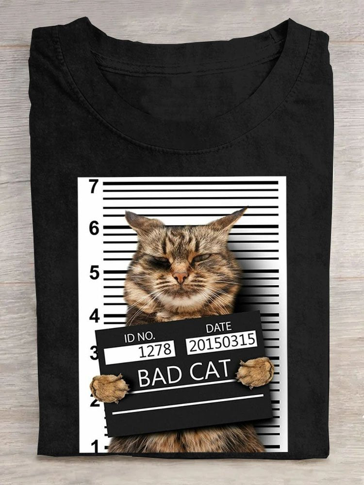 Casual Summer Cat Short Sleeve T-shirt