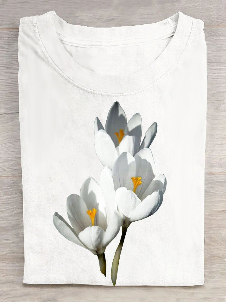 Casual Floral Cotton T-Shirt