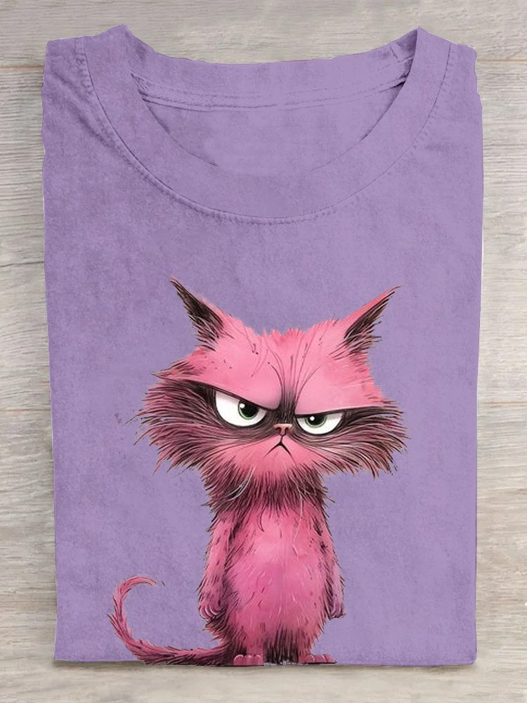 Cat Casual Crew Neck T-Shirt