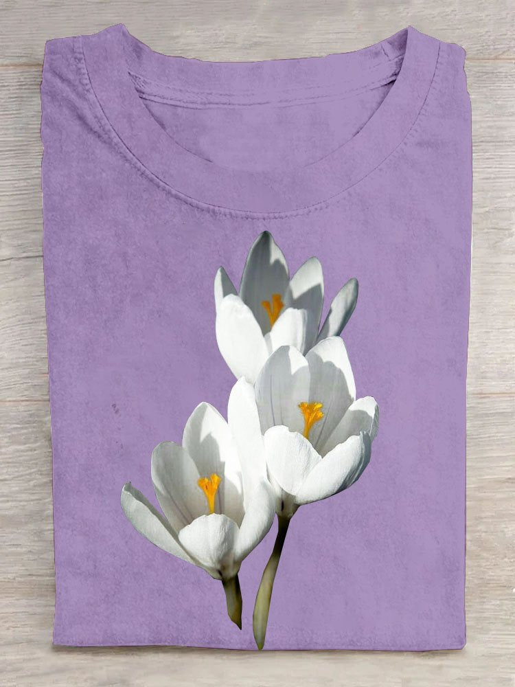 Casual Floral Cotton T-Shirt