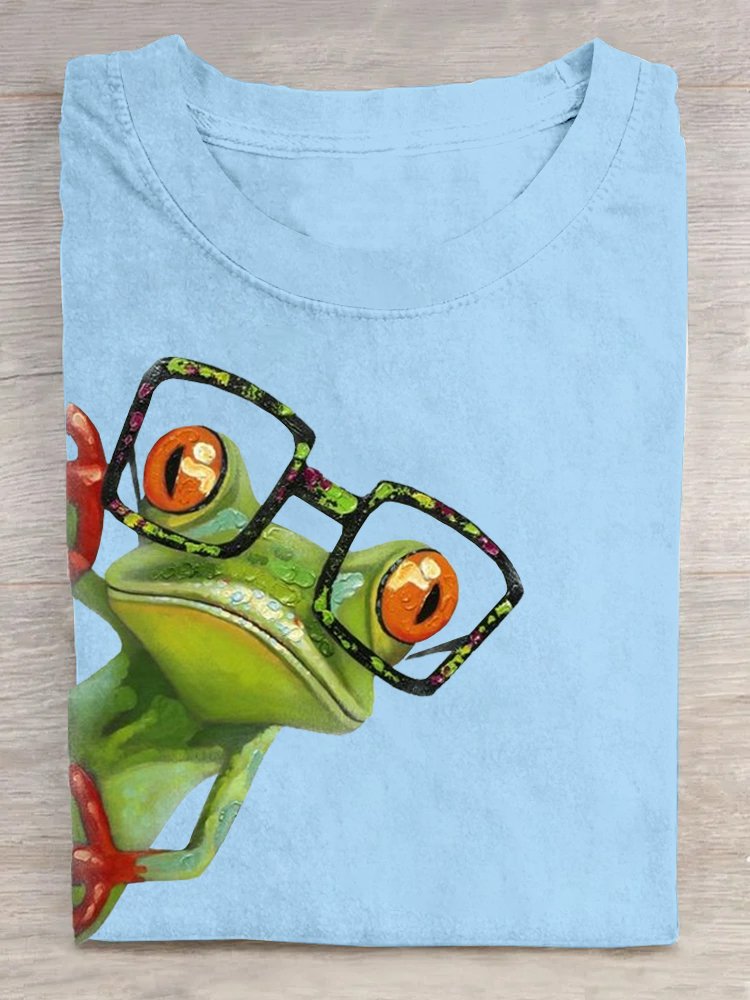 Crew Neck Jersey Frog Casual T-Shirt