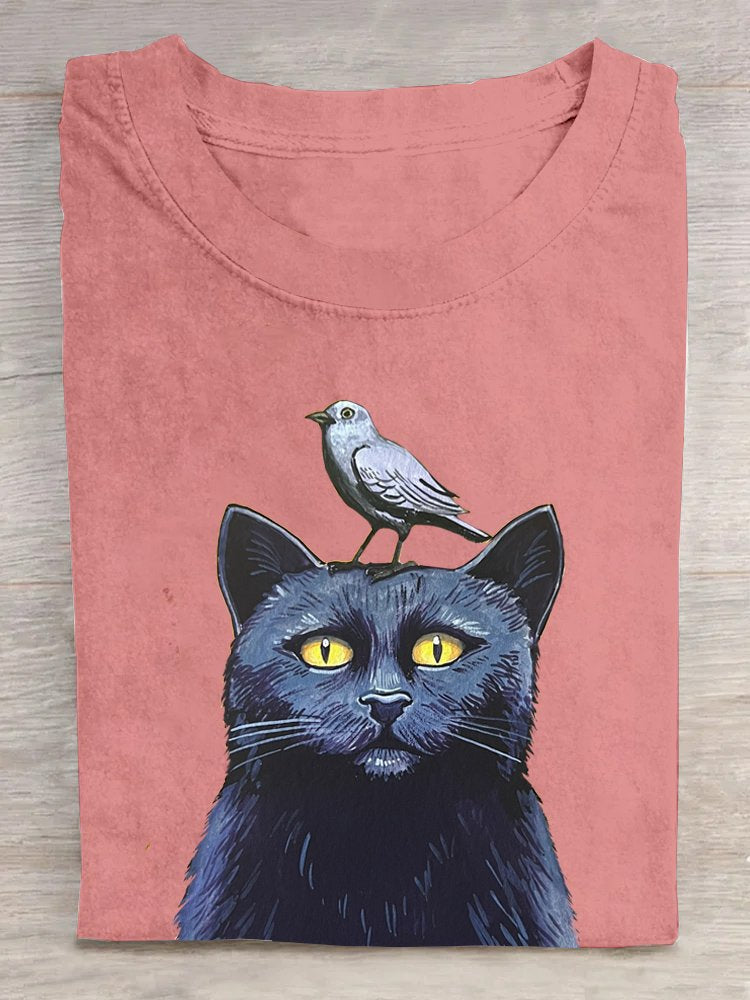 Cotton Cat Loose Casual T-Shirt