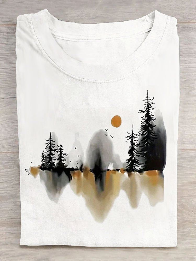 Landscape Print Casual T-Shirt