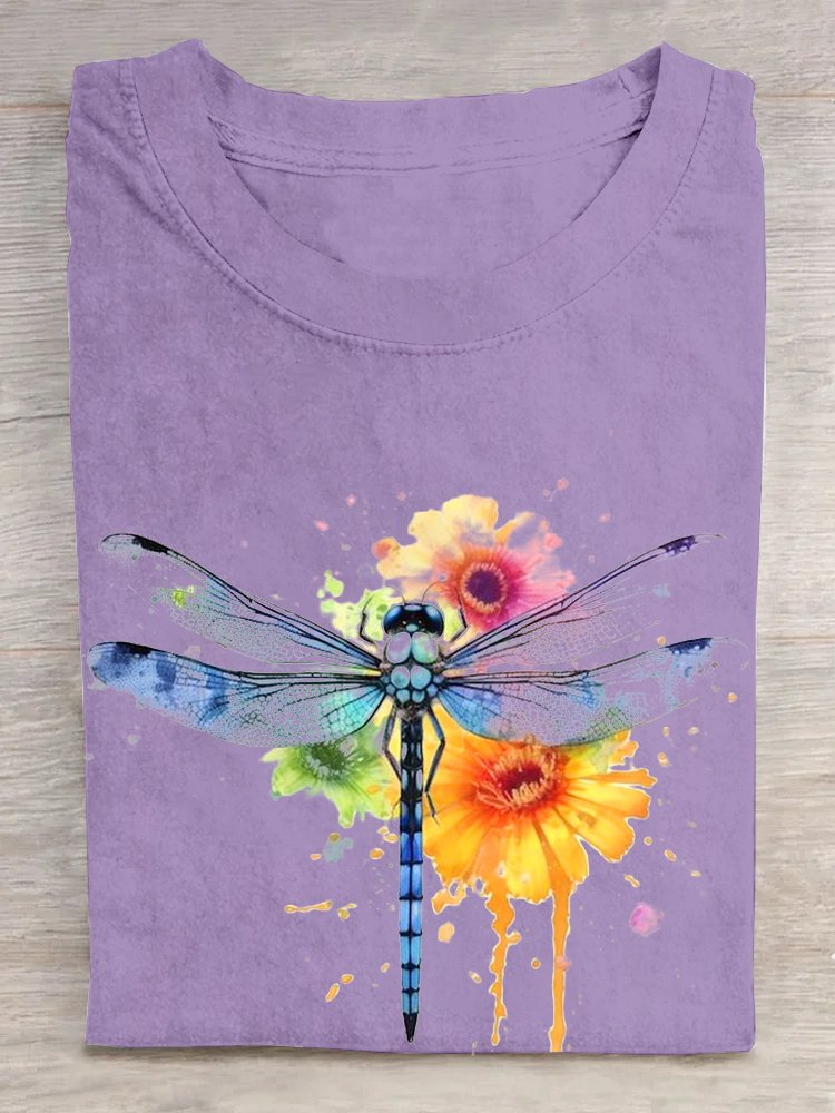 Casual Dragonfly Cotton Loose T-Shirt