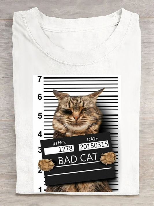 Casual Summer Cat Short Sleeve T-shirt