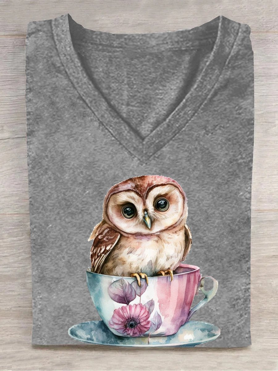 Animal Casual V Neck Loose T-Shirt