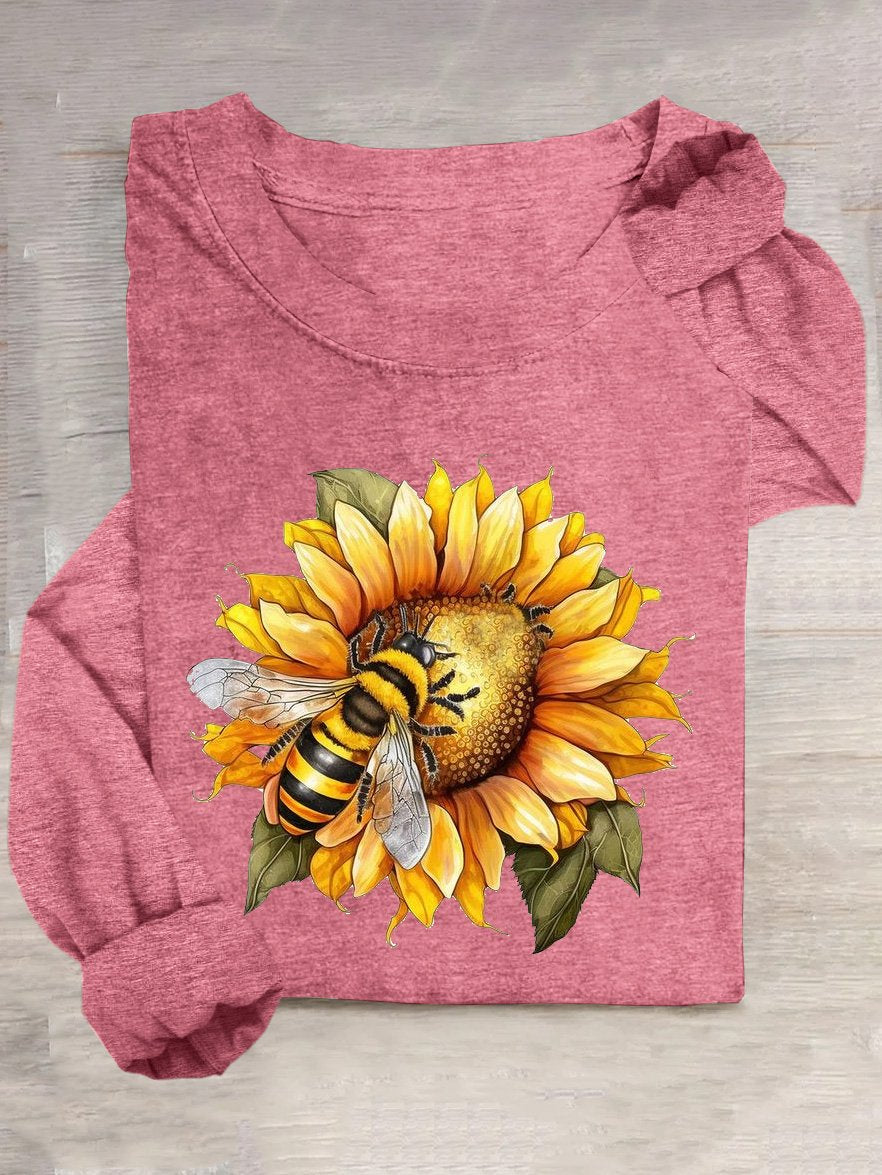 Sunflower Cotton-Blend Casual T-Shirt