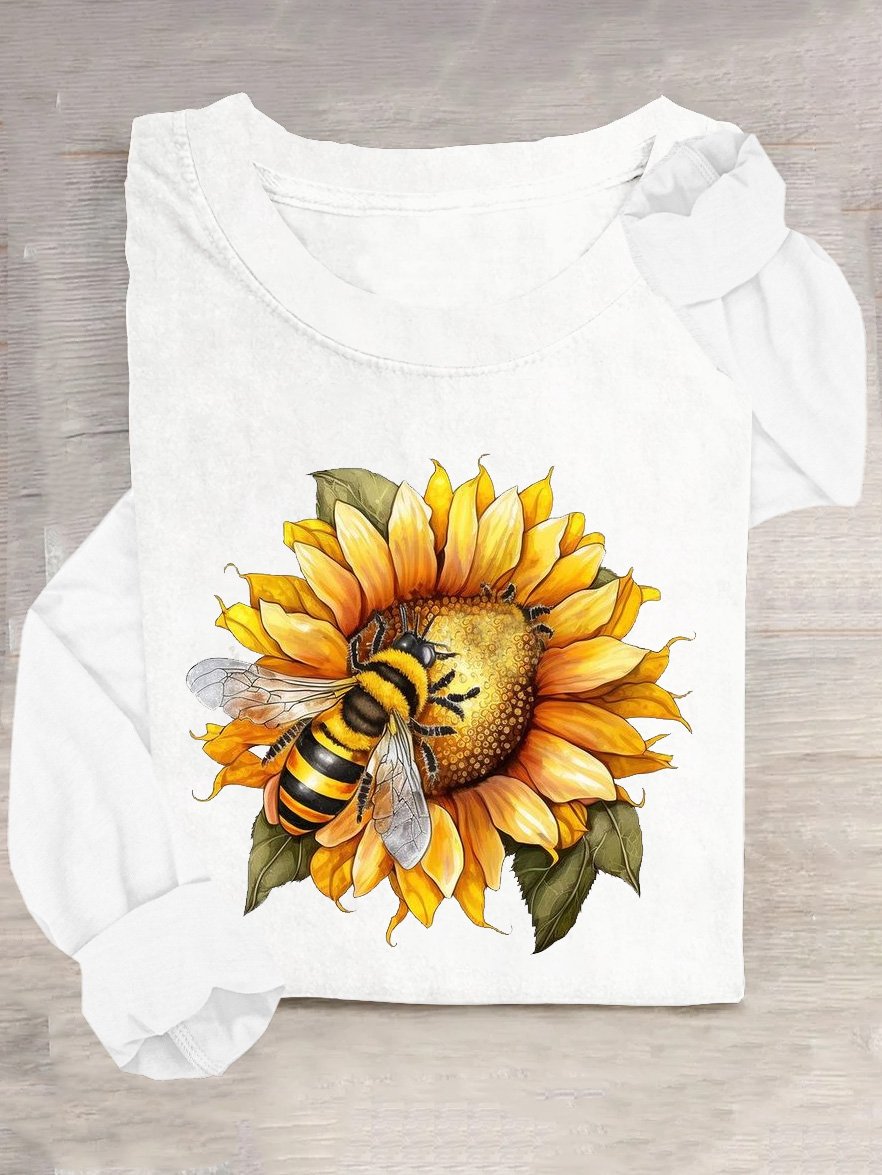 Sunflower Cotton-Blend Casual T-Shirt