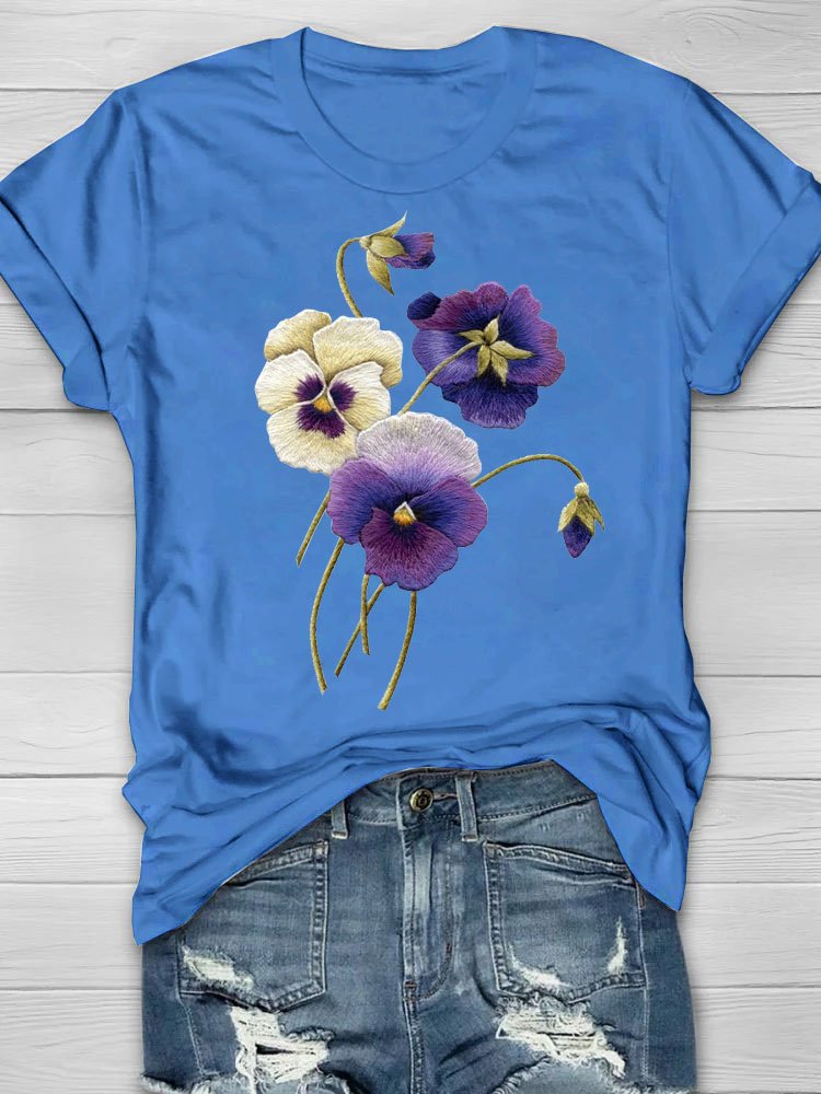 Casual Crew Neck Floral Loose T-Shirt