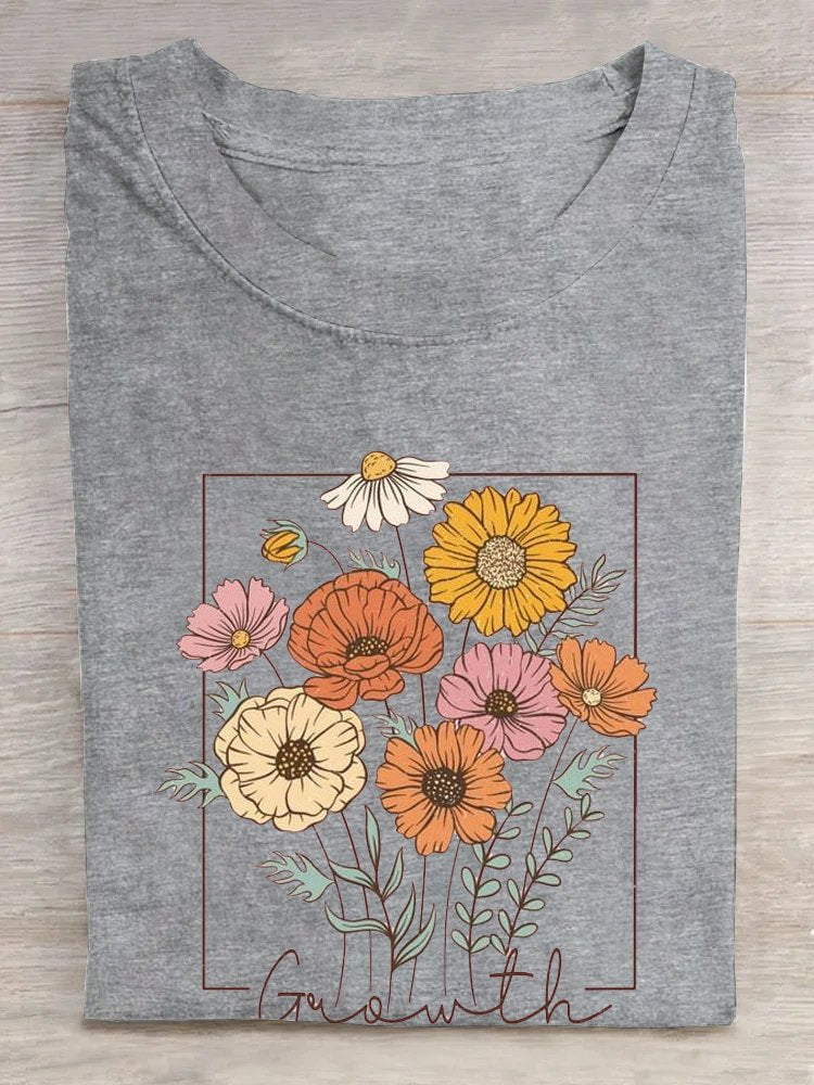 Cotton Floral Casual T-Shirt