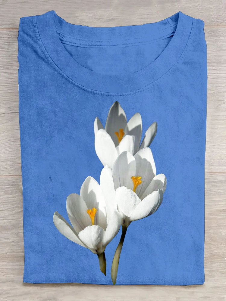 Casual Floral Cotton T-Shirt