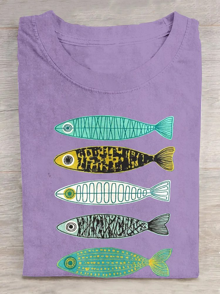 Fish Cotton Casual T-Shirt