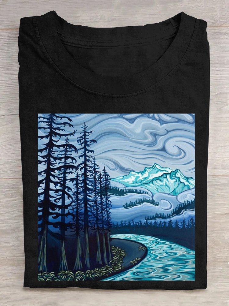 Tree Loose Casual Crew Neck T-Shirt