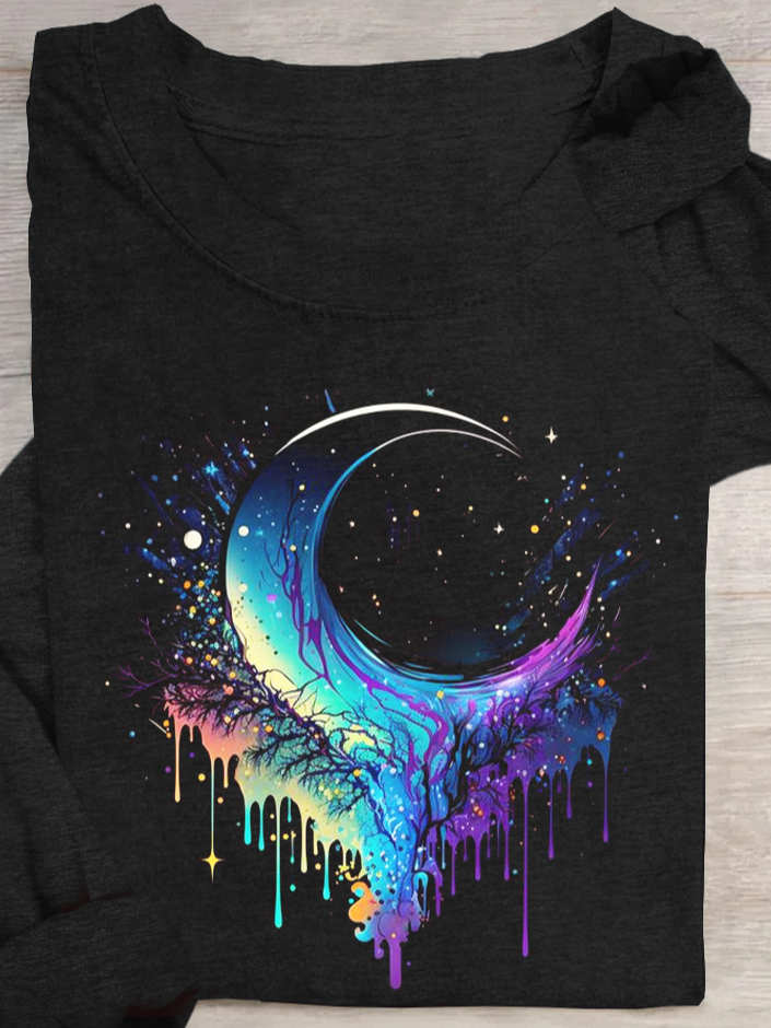 Moon Casual Cotton-Blend T-Shirt