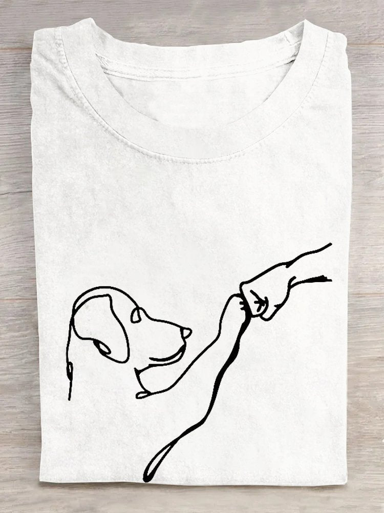 Lockeres, lässiges Hunde-T-Shirt mit Rundhalsausschnitt