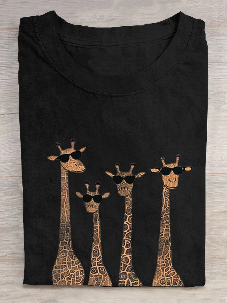 Casual Deer Loose Crew Neck T-Shirt