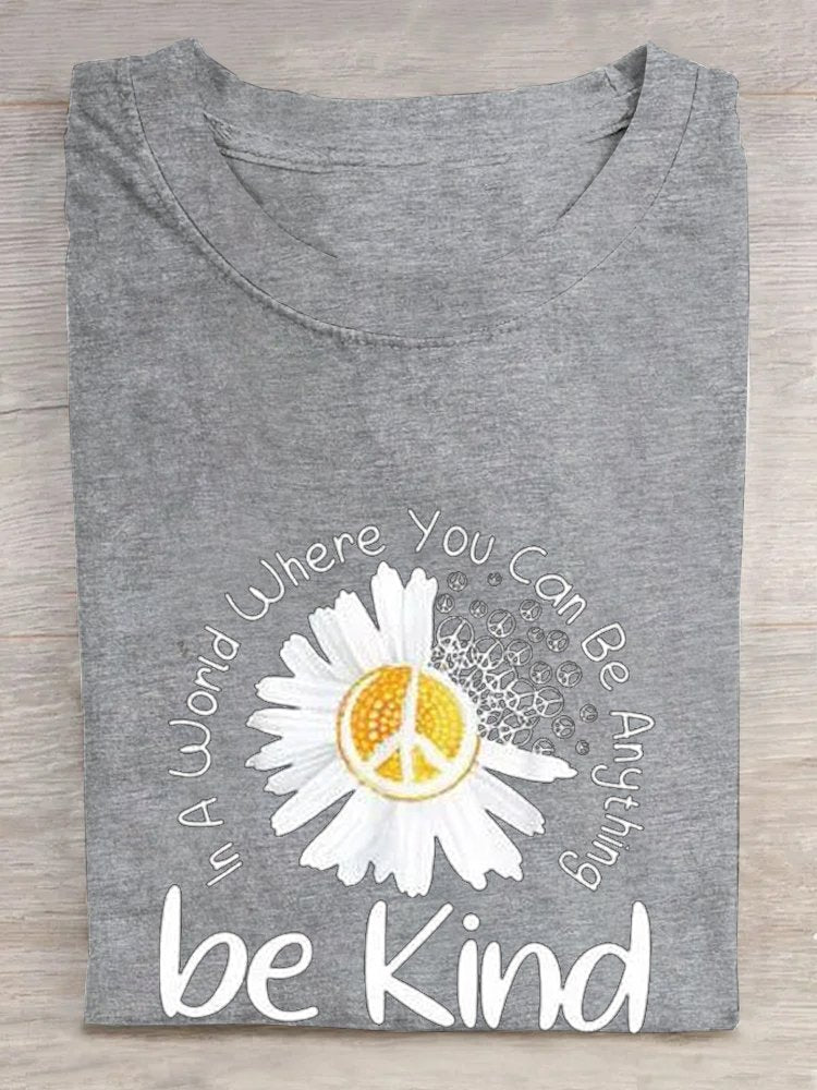 Casual Loose Daisy Cotton T-Shirt