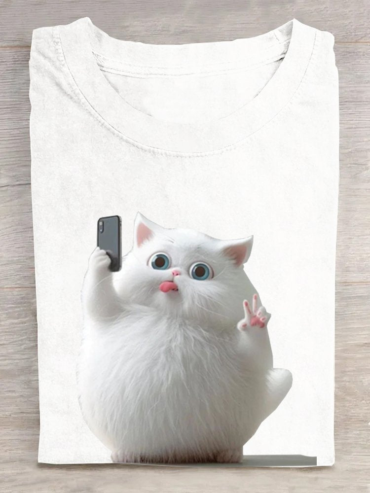 Casual Cat Loose T-Shirt