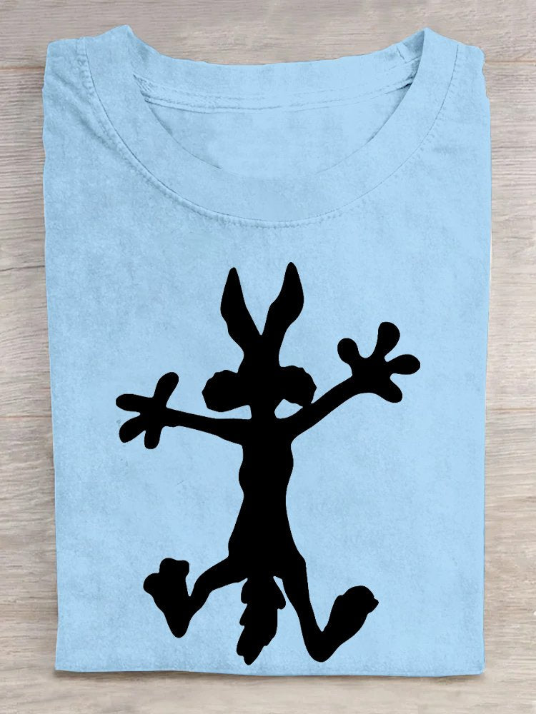 Casual Loose Crew Neck Rabbit T-Shirt