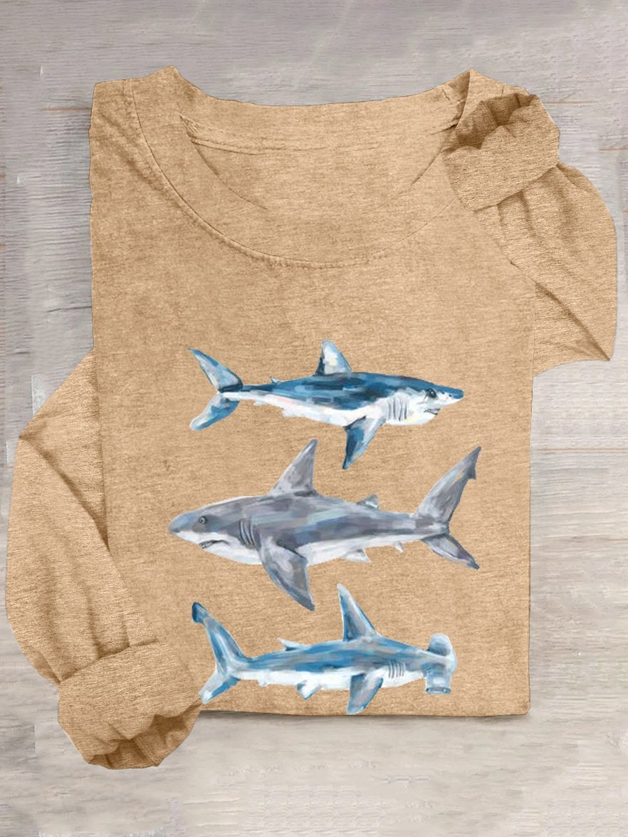 Shark Casual Crew Neck T-Shirt