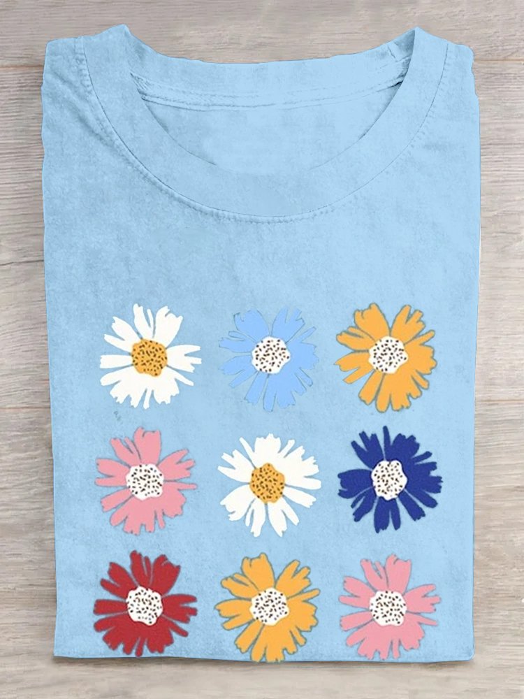 Cotton Loose Casual Floral T-Shirt